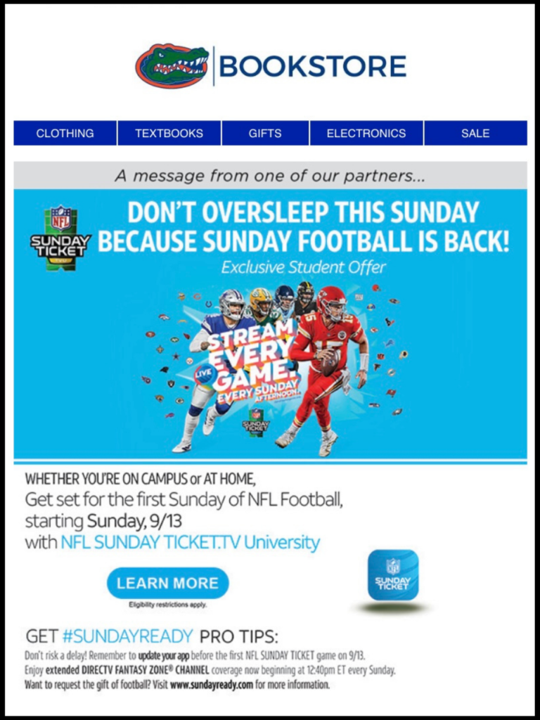 nfl sunday ticket student promo